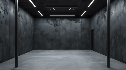 Sticker - Dark Concrete Room With Minimalist Lighting