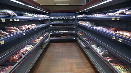 Canvas Print - Meat Products Displayed in Grocery Store