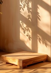 Wall Mural - Wooden Platform With Shadow From Window