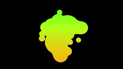 Wall Mural - 3D render of Abstract smooth orange-yellow  liquid shape. 4k seamless loop  animation. Smooth animation of bubbles, metaball with inner glow. alpha matte isolated on black background.