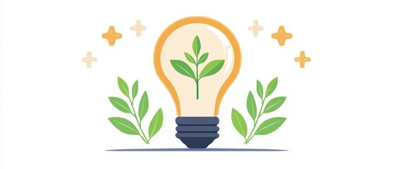 Poster - Green Energy Concept  Light Bulb with Plant Inside  Eco Friendly Idea