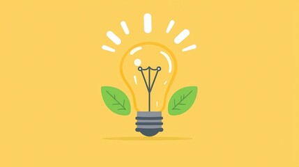 Wall Mural - Green Energy Concept   Light Bulb With Leaves Illustration