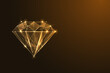 © Inna - Gold diamond isolated on dark brown background. The design highlights luxury, elegance concept