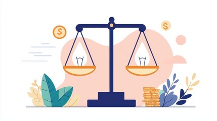 Poster - Balance of Money and Ideas   Business Illustration Concept