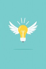 Poster - Light Bulb with Wings  Creative Idea  Inspiration  Innovation  Success