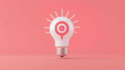 Poster - Light Bulb with Target Symbol   Idea and Goal Concept