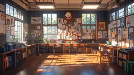 Sticker - Sunbeams in an Empty Classroom.