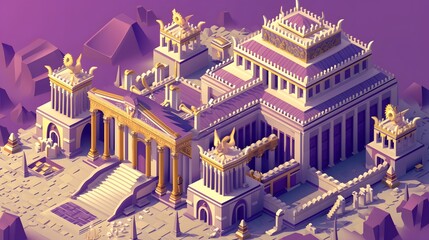 Wall Mural - Design an elaborate 3D style  illustration of a kings palace AI generated illustration