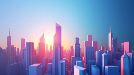 Wall Mural - Digitally inspired 3D design of a modern city skyline in  format AI generated illustration