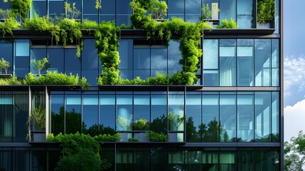 Wall Mural - Eco-inspired office building weaving nature into its glassy frame AI generated illustration