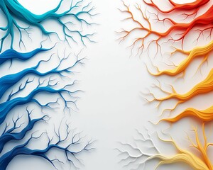 Canvas Print - Colorful tree organic and symbolic branches minimalistic design color pencil style more clarity with clear light and sharp focus high detailed