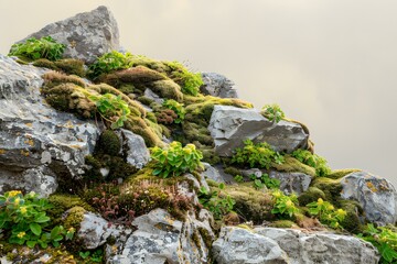 Closeup of Green Moss Growing on Rocks