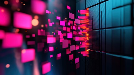 Poster - A graphical representation of a firewall with multiple layers of protection, showcasing the effectiveness of network security.