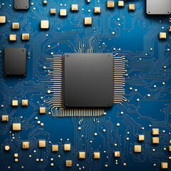 Wall Mural - Artificial intelligence chip, chip circuit board design, digital life, Nvidia and openai, science and technology background, Internet technology