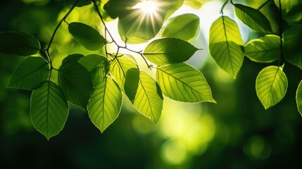 Sunlight filtering through a canopy of lush green summer leaves