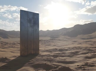 Metal Monolith in a Desert Landscape