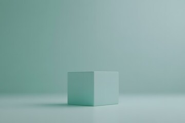 Poster - Light Green Cube On A Light Green Background