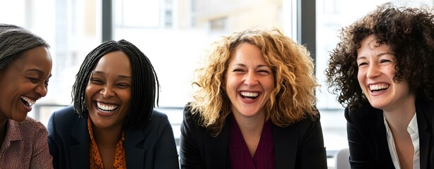 Diverse Group of Women Laughing Together in a Meeting