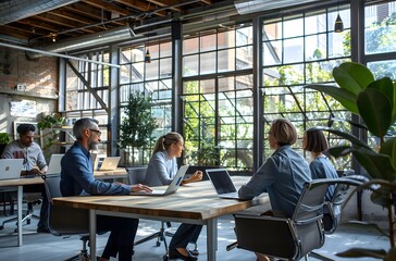 group of business people were in an office meeting