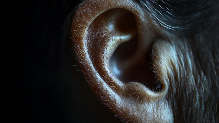 Macro shot of an ear with visible skin texture, highlighting the natural beauty of the human body