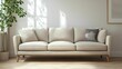 © นายชยุตพงศ์ แซ่เจี่ย - A modern, minimalist sofa in a bright, airy living room, creating a cozy and inviting atmosphere with natural light.