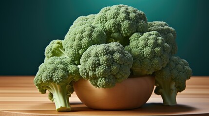 Wall Mural - broccoli on wooden table