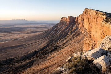 Wall Mural - Sunrise Over the Rugged Cliffs of a Desert