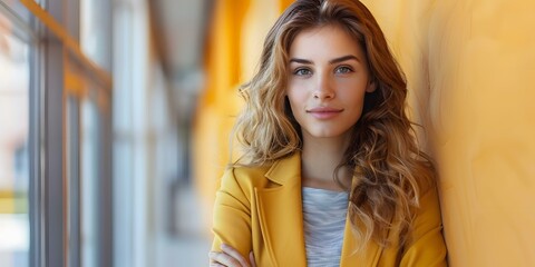 Wall Mural - Portrait of a Young Woman in a Yellow Blazer