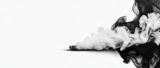 Poster - white smoke ascends from its tip, beneath lies a matched backdrop, uniformly black and white