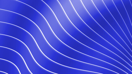 Wall Mural - Blue striped pattern background, 3d lines design, abstract minimal wavy background for business presentation.