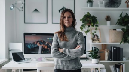 Canvas Print - The confident woman in office.