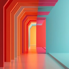 Wall Mural - Abstract Architectural Corridor with Vibrant Colors