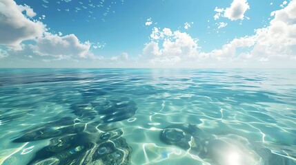 Poster - A serene ocean view with clear water and a bright sky, evoking tranquility and natural beauty.