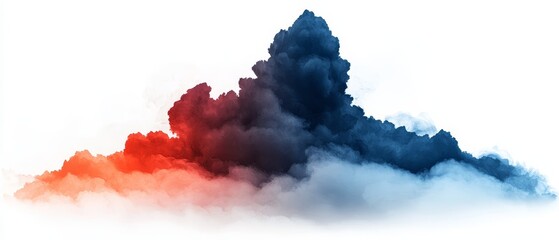 Wall Mural -  A red and black smoke cloud against a white backdrop, with a red and blue cloud in the foreground