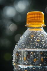 Wall Mural - Macro close up of sports water bottle beads of perspiration AI generated illustration