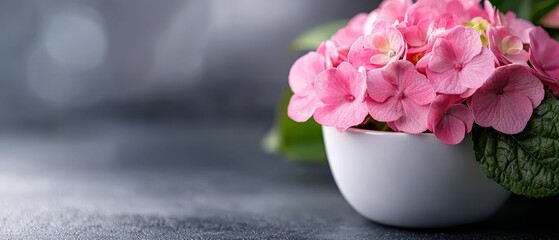 Sticker -  A white vase, brimming with pink blooms, rests atop a table Nearby, a lush, green plant with leafy foliage thrives