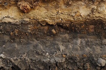 Wall Mural - Soil layers and textures in Earths surface.