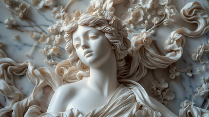 Poster - Renaissance elegance classic female bust sculpture in white marble. Ancient statue concept