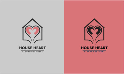 Wall Mural - Real estate logo design. House and heart logo design inspiration.