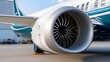 © Chalit - Powerful Turbine Engine of a Large Commercial Jet Aircraft on Airport Runway