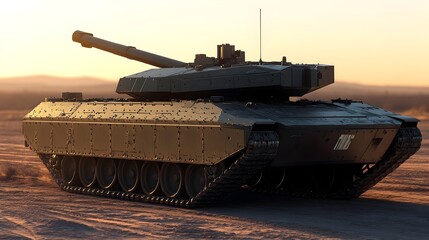 Formidable Desert Armored Tank Weapon in Combat Readiness