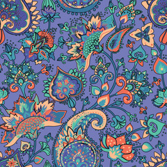  Paisley Garden. Vntage Seamless pattern in oriental style with decorative elements in paisley style.	