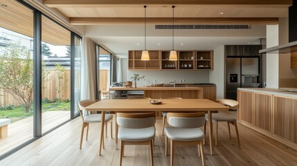 Modern Kitchen and Dining Area with Natural Light