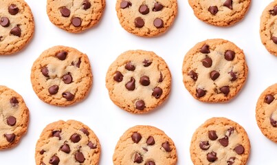 chocolate chip cookies in a repeating pattern, Generative AI