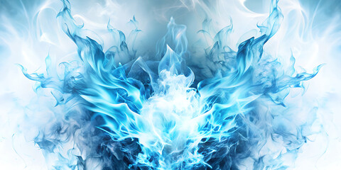Wall Mural - hot blue fire background isolated on white color background. ai generated images