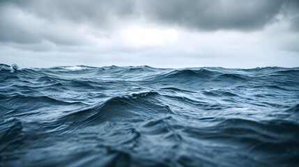 Macro shot of the rippling ocean surface under an overcast sky AI generated illustration