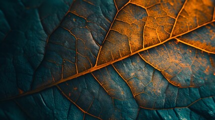 Wall Mural - Macro view of an autumn leaf-shed with a minimalistic and cinematic vibe AI generated illustration