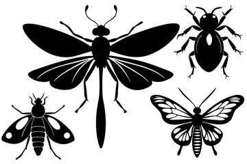 Poster - Detailed Insect Silhouettes Vector Art Illustration