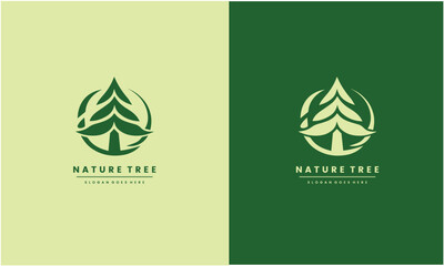 Sticker - Tree logo template. natural green icon symbol vector illustration EPS10 file useable.