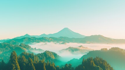 Sticker - Majestic Mountain Peak in Morning Mist